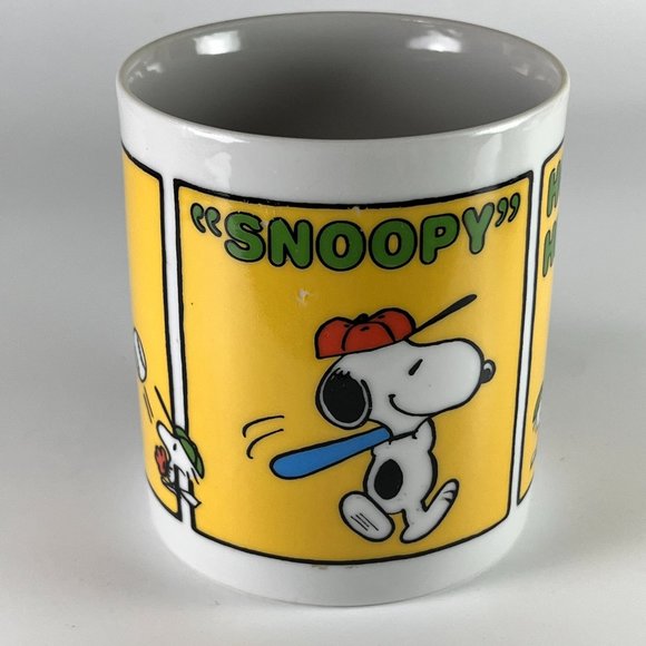 Vtg Peanuts Snoopy Coffee Cup Mug Multicolor Home Run Hero Baseball Ceramic - Picture 2 of 11